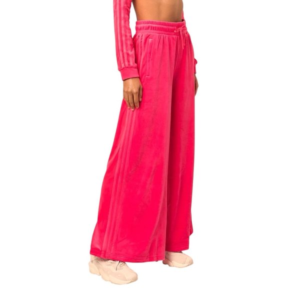 Adidas Originals Jeremy Scott Velour Wide Leg Pants Womens Size XL Solar Pink - Picture 1 of 13